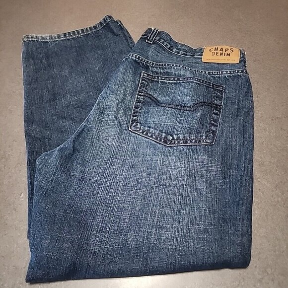 Chaps Denim Straight Fit Mens Jeans 40x30 Classic Blue Cotton - Picture 1 of 7